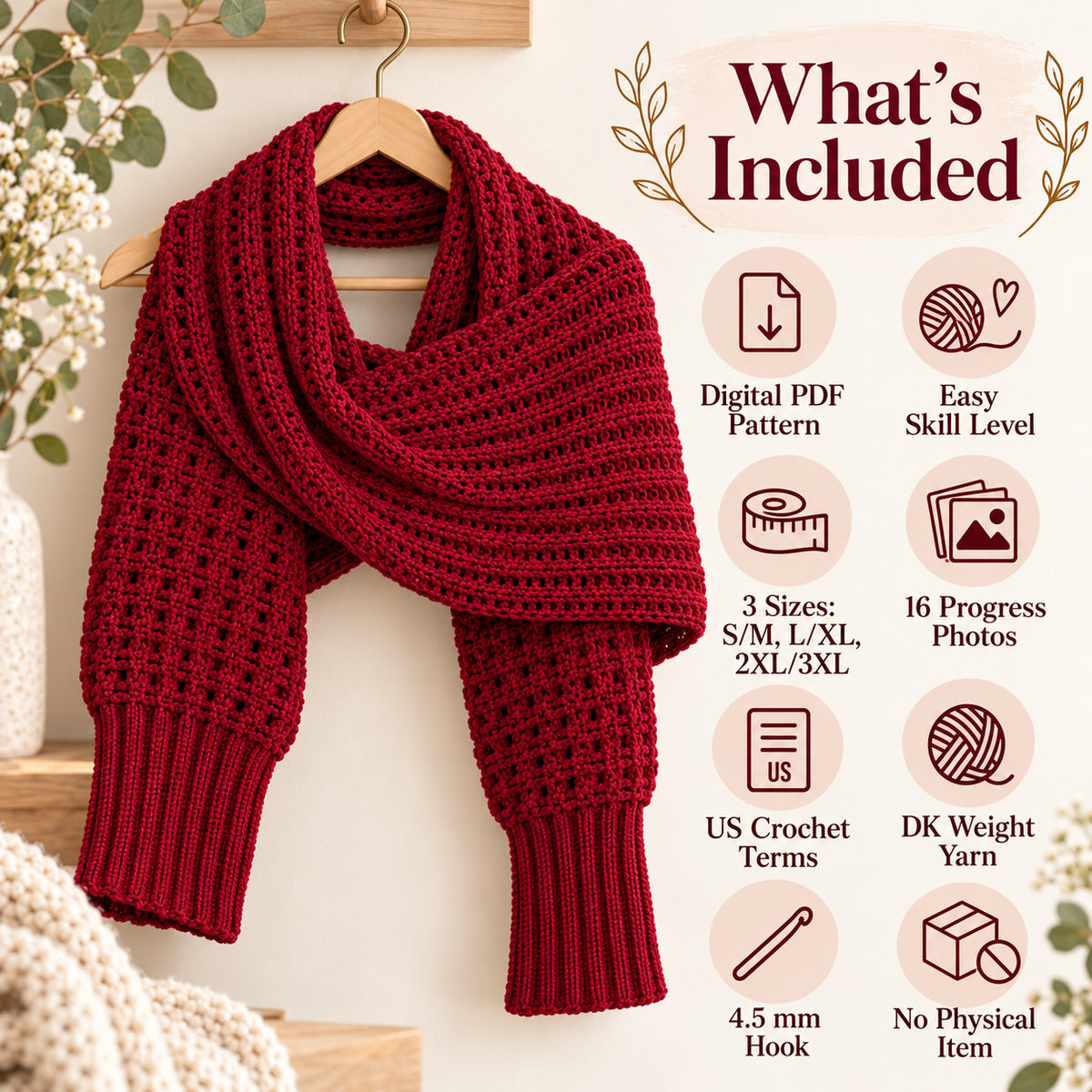 Misty Lake Crochet Sweater Scarf Pattern PDF – Scarf With Sleeves