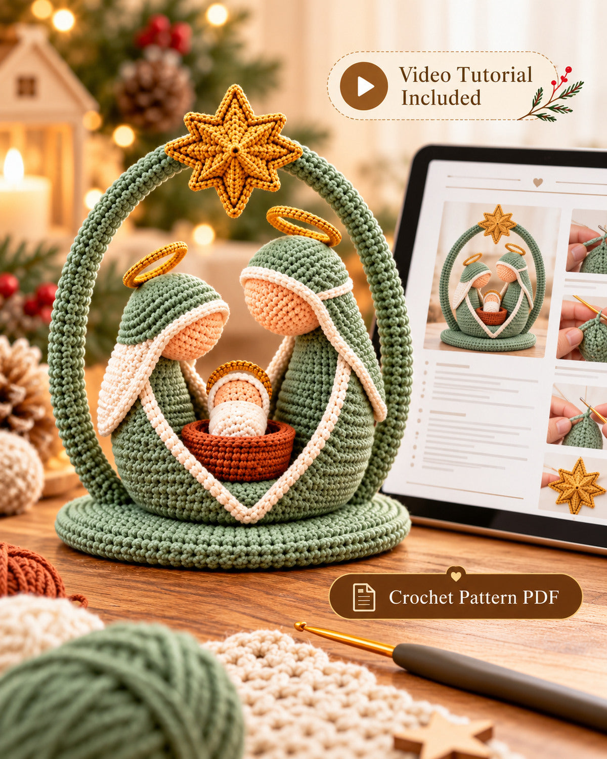 Crochet Nativity Scene Pattern PDF – Holy Family Christmas Amigurumi