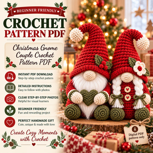 Christmas Gnome Couple Crochet Pattern PDF – Holiday Gnome Amigurumi Decor & Handmade Gift