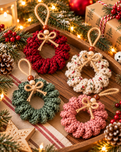 Curly Wreath Crochet Pattern PDF – Mini Christmas Ornament | Ave Lune Crochet