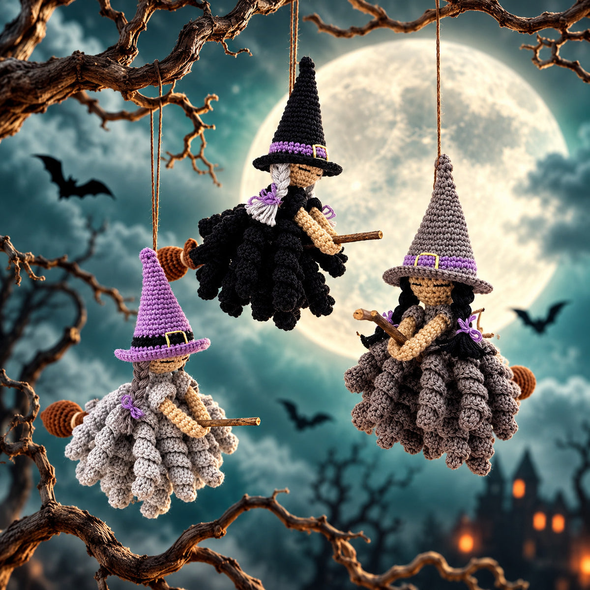 Flying Witch Crochet Pattern PDF – Halloween Witch Ornament