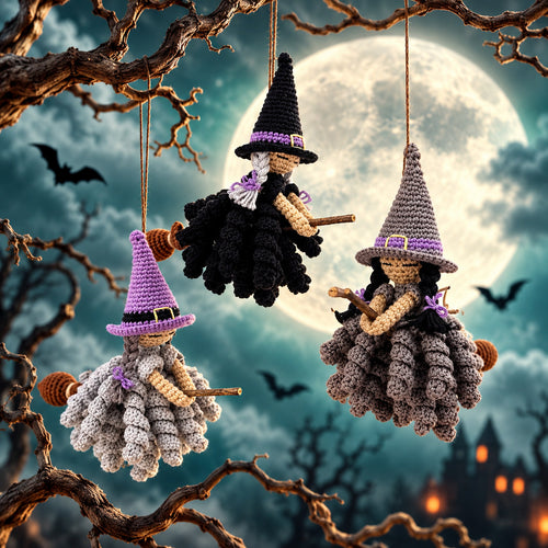 Flying Witch Crochet Pattern PDF – Halloween Witch Ornament