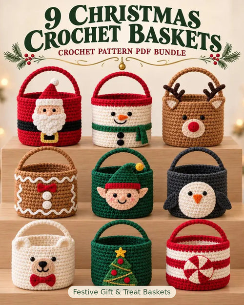 9 Christmas Crochet Basket Patterns PDF Bundle – Holiday Gift Baskets