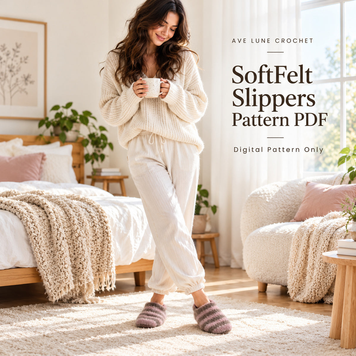 Felted Crochet Slippers Pattern PDF – Cozy Wool House Shoes