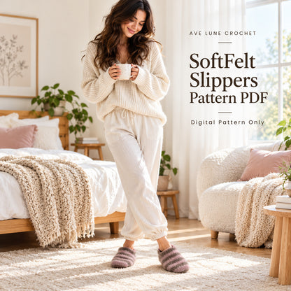 Felted Crochet Slippers Pattern PDF – Cozy Wool House Shoes
