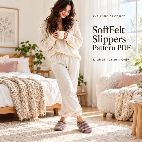 Felted Crochet Slippers Pattern PDF – Cozy Wool House Shoes