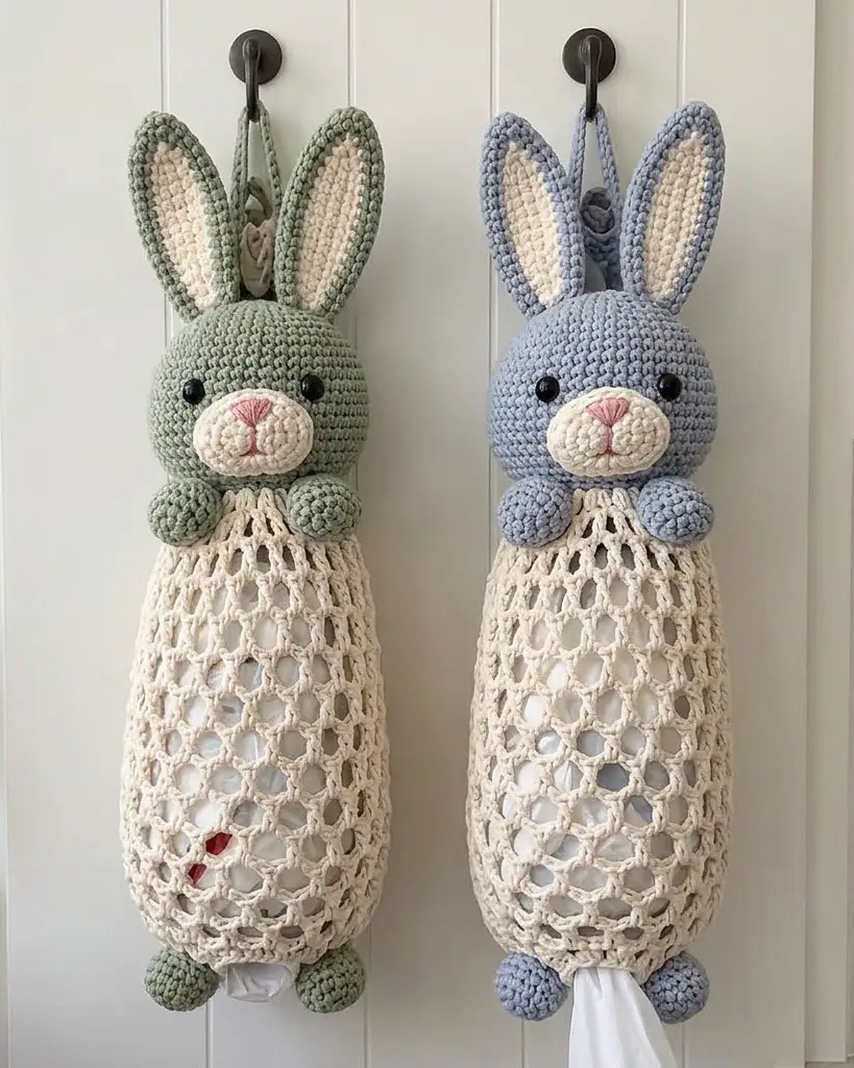 Honeycomb Bunny Bag Keeper Crochet Pattern PDF – Hanging Bag Dispenser