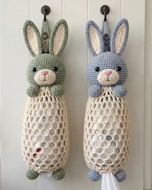Honeycomb Bunny Bag Keeper Crochet Pattern PDF – Hanging Bag Dispenser