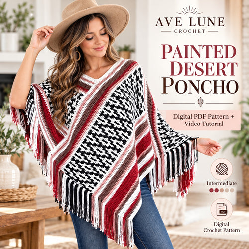Painted Desert Mosaic Poncho Crochet Pattern PDF + Video