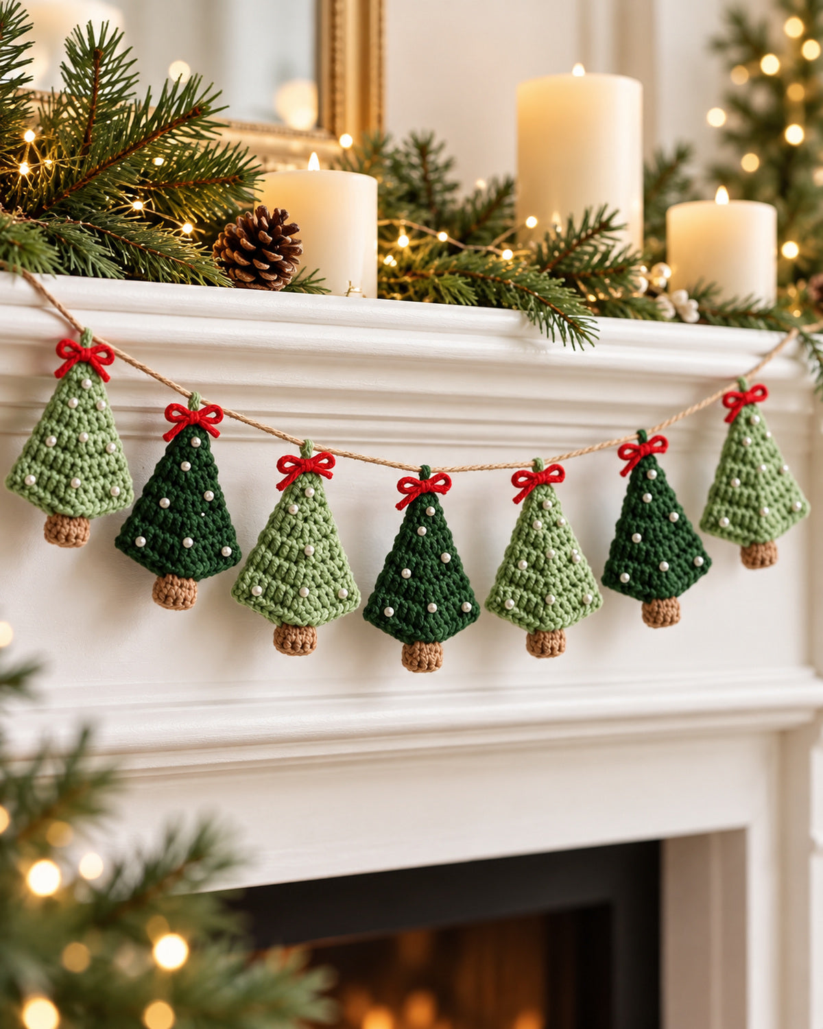 Christmas Tree Garland Crochet Pattern PDF – Mini Holiday Tree Bunting | Ave Lune Crochet