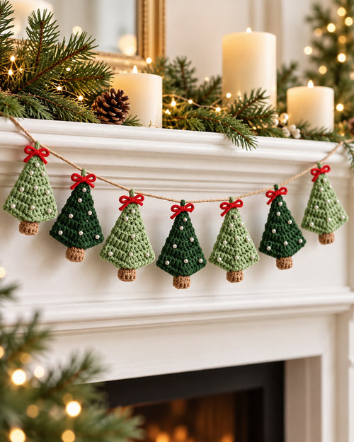 Christmas Tree Garland Crochet Pattern PDF – Mini Holiday Tree Bunting | Ave Lune Crochet