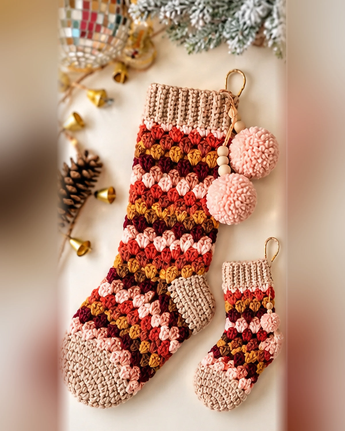 Granny Christmas Stocking Crochet Pattern PDF – Large & Mini