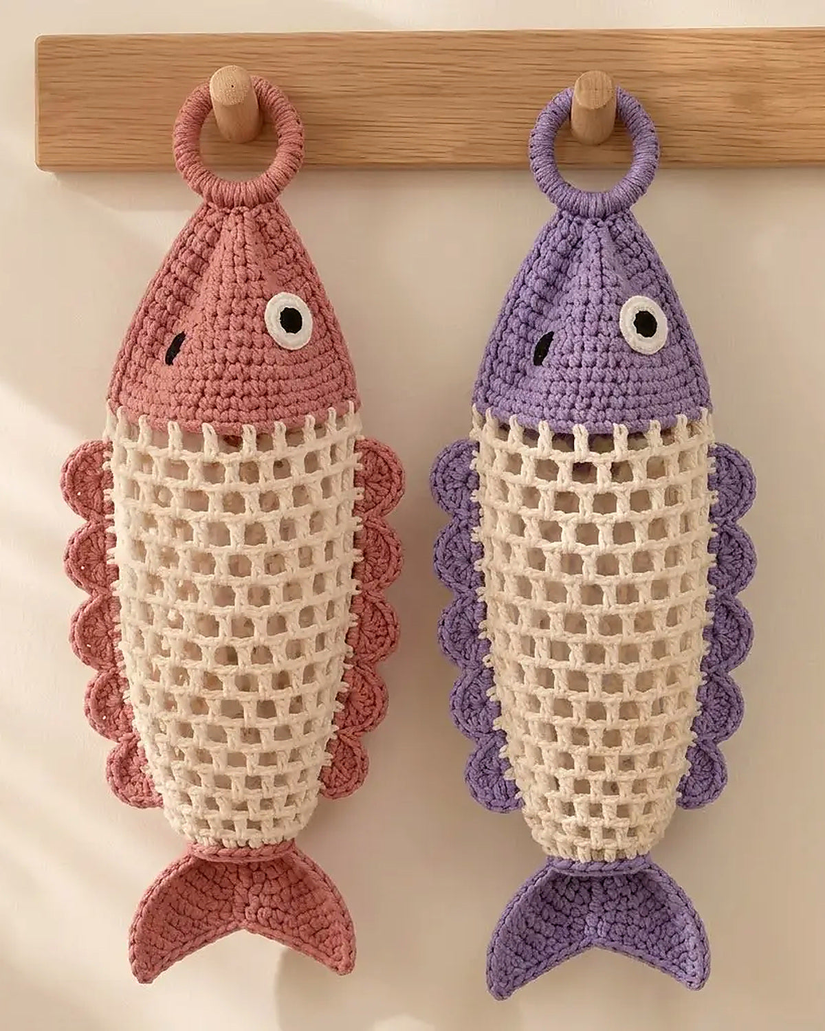 Little Fish Bag Keeper Crochet Pattern PDF – Hanging Plastic Bag Holder