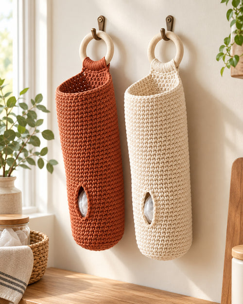 Tuck-Away Bag Keeper Crochet Pattern PDF – Hanging Plastic Bag Holder