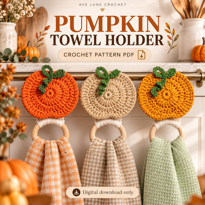 Pumpkin Towel Holder Crochet Pattern PDF – Fall Kitchen Decor