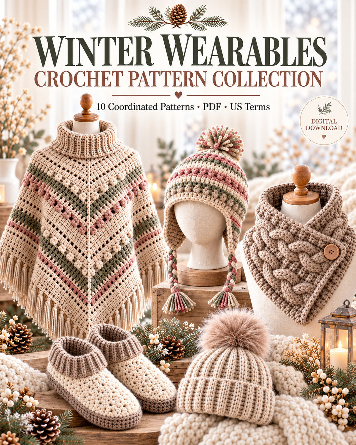 Winter Wearables Crochet Pattern Bundle PDF – 10 Cozy Designs