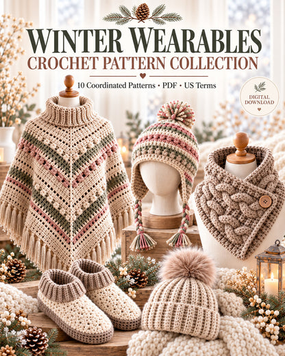 Winter Wearables Crochet Pattern Bundle PDF – 10 Cozy Designs