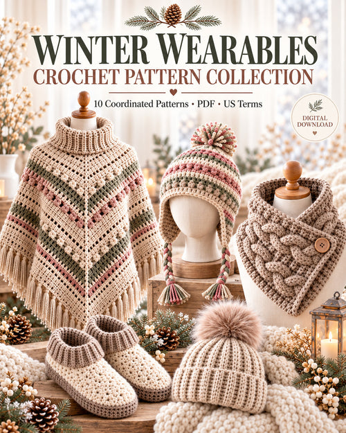 Winter Wearables Crochet Pattern Bundle PDF – 10 Cozy Designs