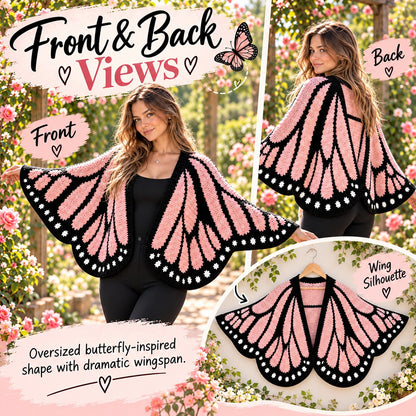 Monarch Butterfly Crochet Cardigan Pattern + Video Tutorial | Butterfly Wing Cardigan PDF | Tapestry Crochet Pattern