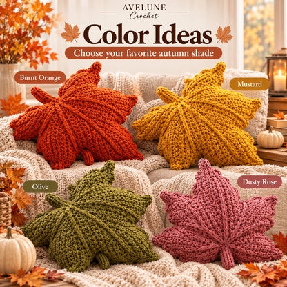 Crochet Maple Leaf Pillow Pattern PDF | Fall & Autumn Leaf Cushion, Cozy Home Decor
