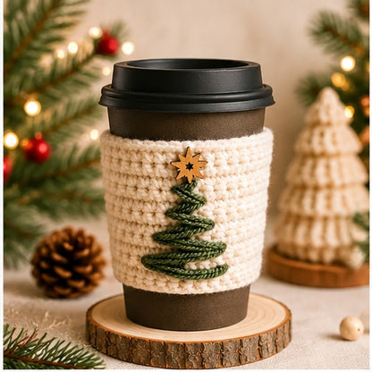 Christmas Mug Cozy Crochet Pattern PDF | Holiday Coffee Cup Sleeve | Christmas Tree Cup Cozy | 4 Languages