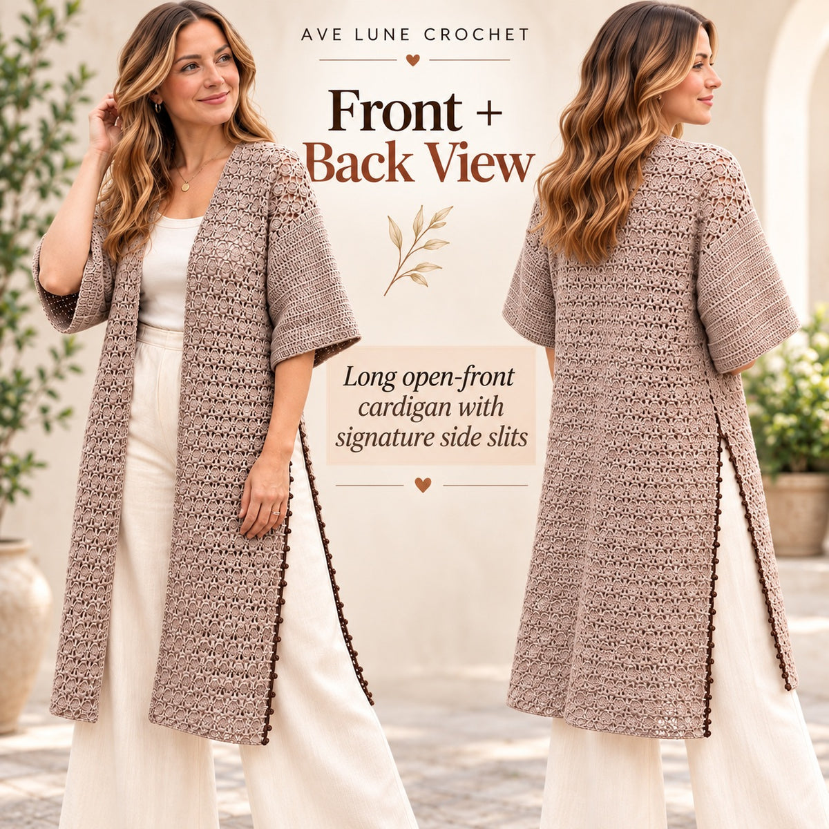 Side Slit Lightweight Cardigan Crochet Pattern PDF | Long Lace Cardigan with Step-by-Step Video Tutorial
