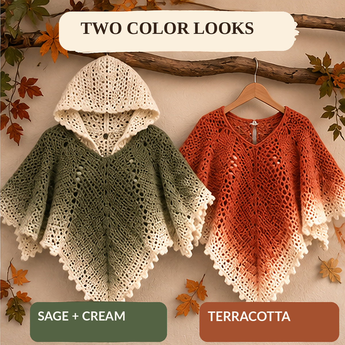 Crochet Leaf Poncho Pattern PDF | Whimsical Fall Cape, Renaissance Faire & Fairy Costume