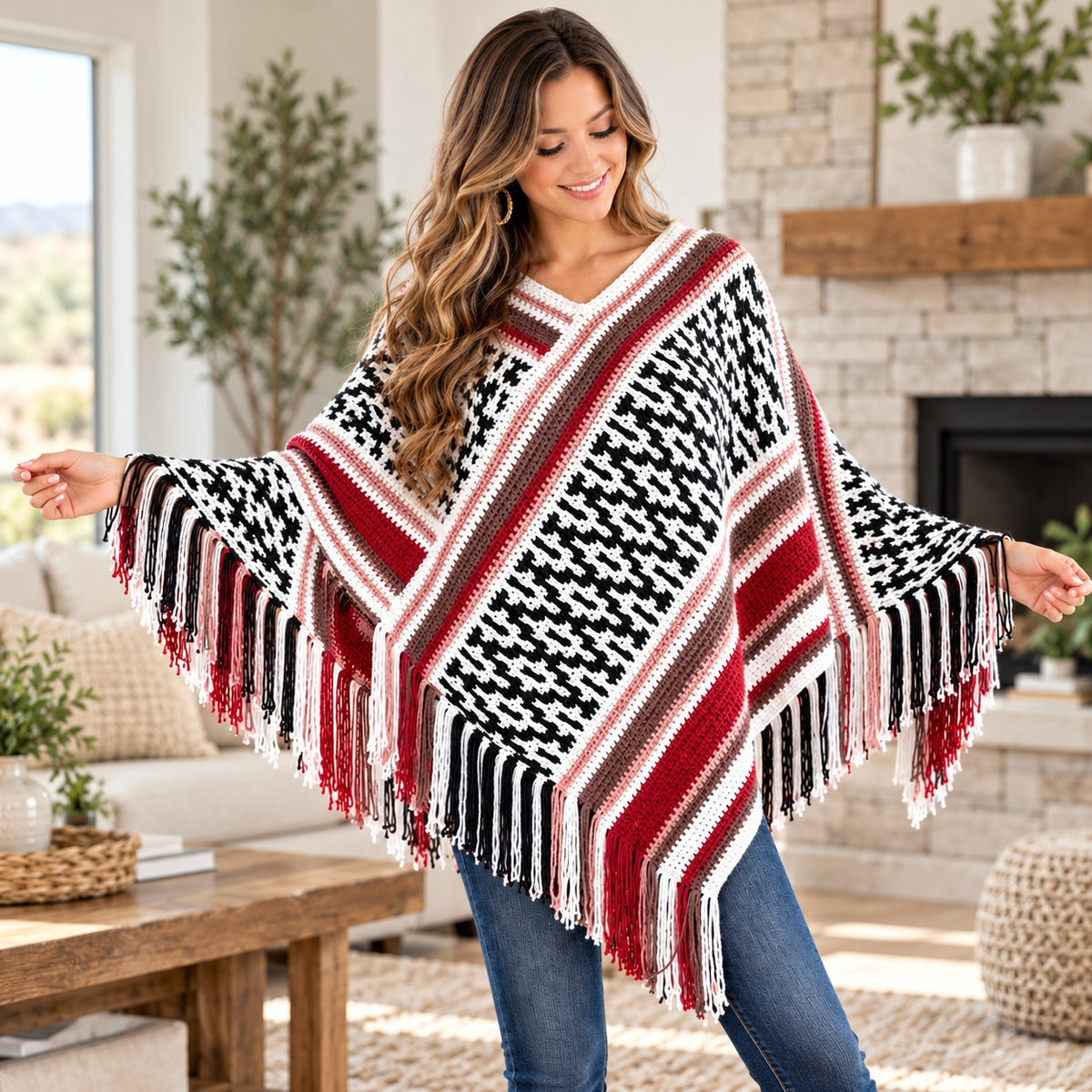 Painted Desert Mosaic Poncho Crochet Pattern PDF + Video