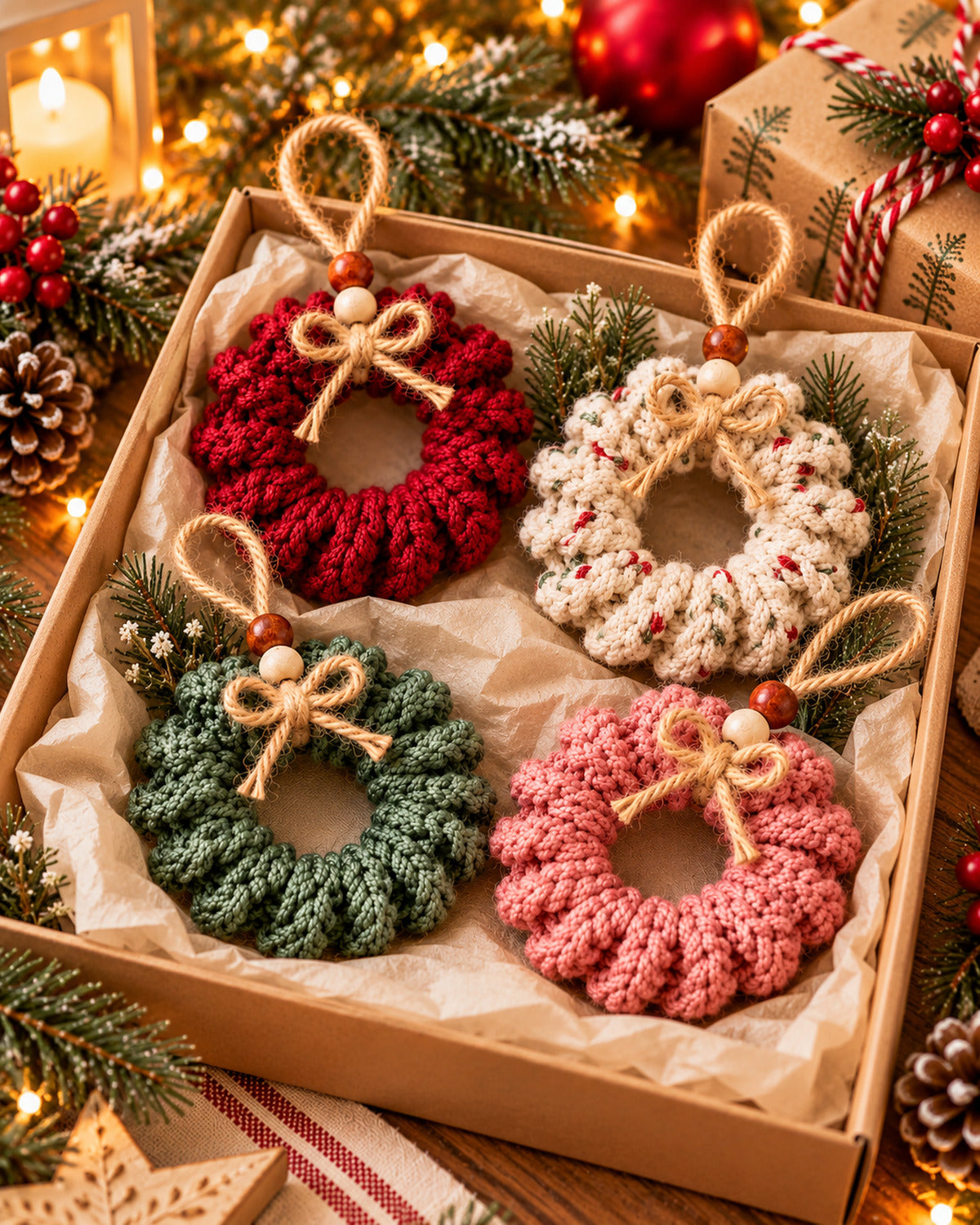 Curly Wreath Crochet Pattern PDF – Mini Christmas Ornament | Ave Lune Crochet