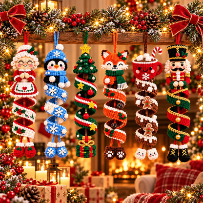 Christmas Spiral Ornaments Crochet Pattern PDF Bundle – 6 Festive Designs