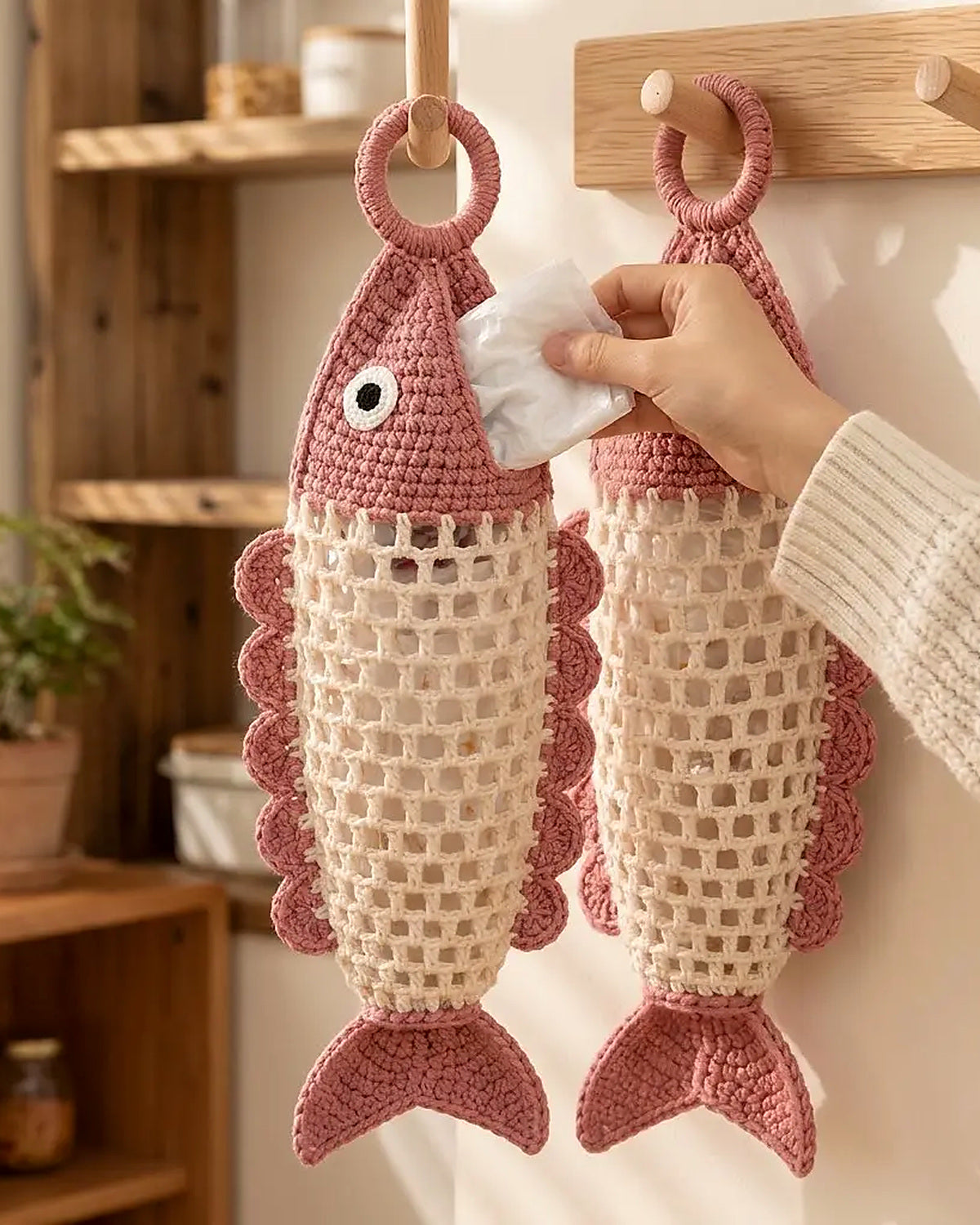 Little Fish Bag Keeper Crochet Pattern PDF – Hanging Plastic Bag Holder
