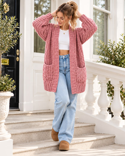 Crochet Pocket Cardigan Pattern PDF – Long Oversized Cardigan XS–5XL