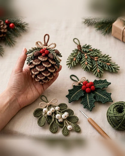 Christmas Crochet Ornament Pattern Bundle PDF – 4 Woodland Designs