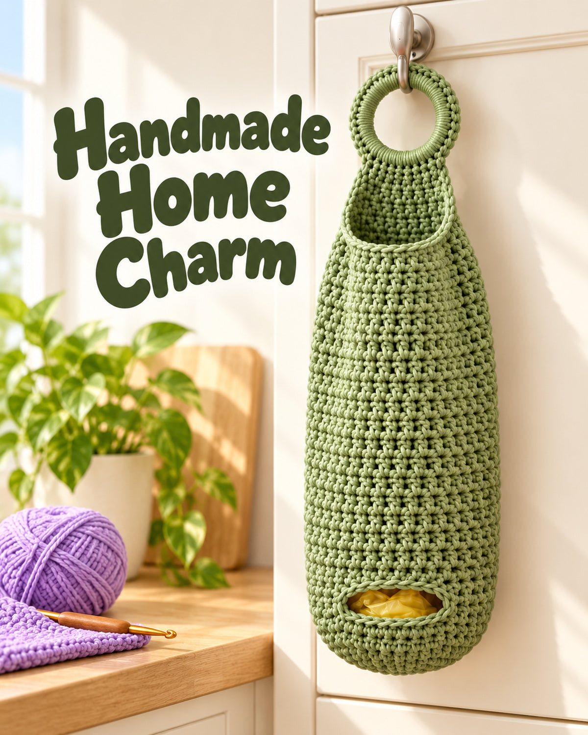 Hanging Crochet Bag Holder Pattern PDF – Plastic Bag Dispenser | Ave Lune Crochet