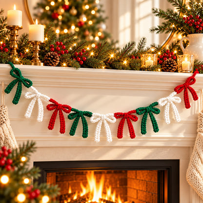 Crochet Christmas Bow Garland Pattern PDF