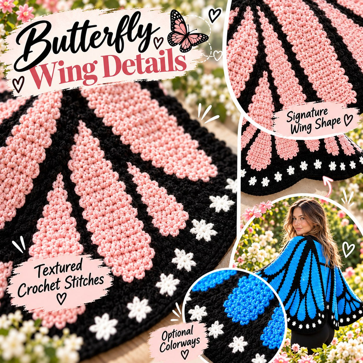 Monarch Butterfly Crochet Cardigan Pattern + Video Tutorial | Butterfly Wing Cardigan PDF | Tapestry Crochet Pattern