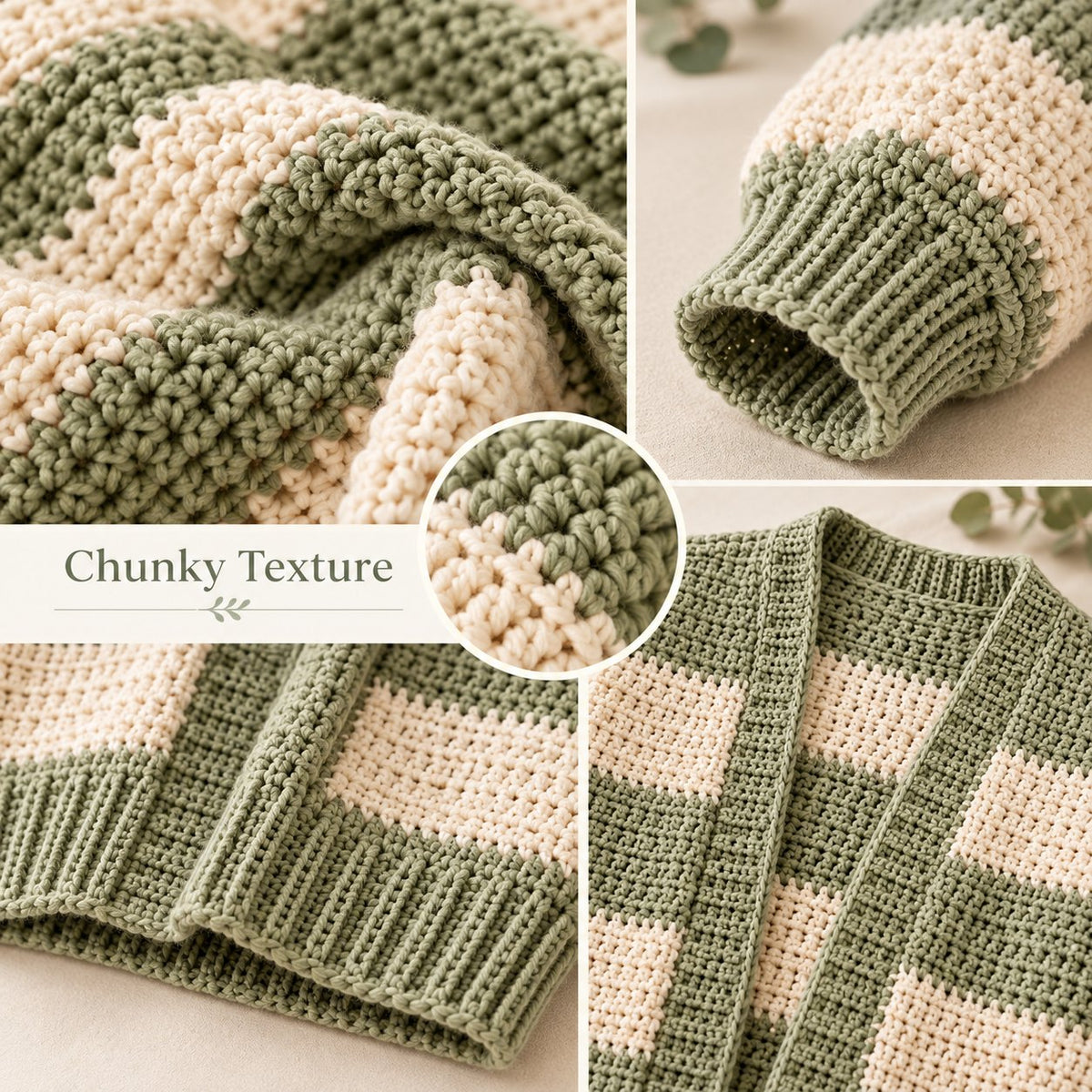 Oversized Chunky Cardigan Crochet Pattern PDF - Beginner Friendly Striped Sweater - Cozy Crochet Cardigan Pattern