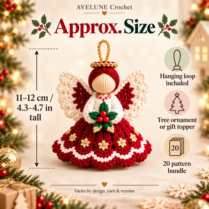 20-in-1 Crochet Angel Ornament Pattern PDF Bundle | Christmas Tree Decor & Gift Toppers