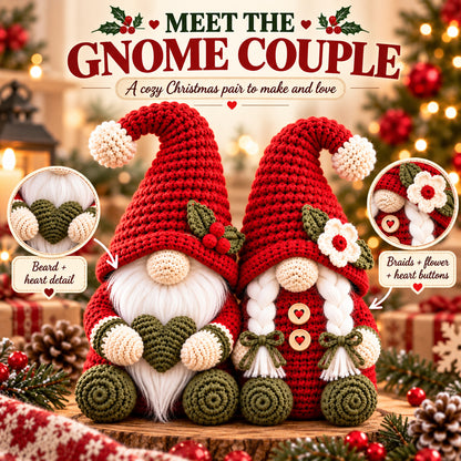 Christmas Gnome Couple Crochet Pattern PDF – Holiday Gnome Amigurumi Decor & Handmade Gift