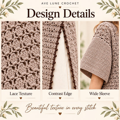 Side Slit Lightweight Cardigan Crochet Pattern PDF | Long Lace Cardigan with Step-by-Step Video Tutorial
