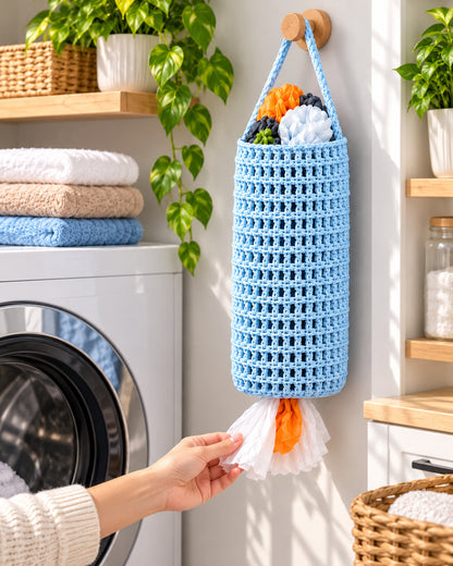 Crochet Plastic Bag Holder Pattern PDF – Hanging Mesh Bag Dispenser