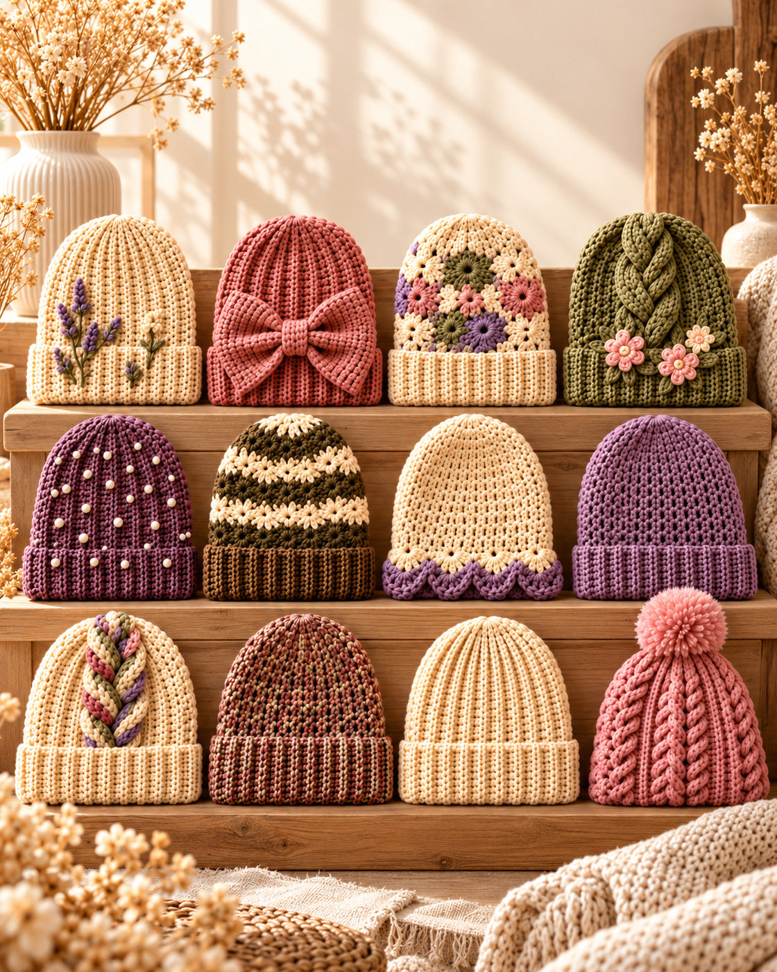 12 Crochet Beanies Bundle – Crochet Hat Patterns PDF | Ave Lune Crochet