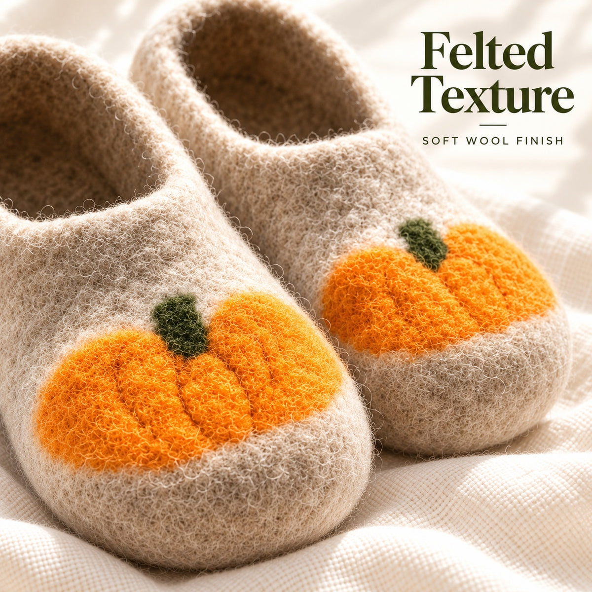 Pumpkin Felted Slippers Crochet Pattern PDF – Cozy Wool House Shoes
