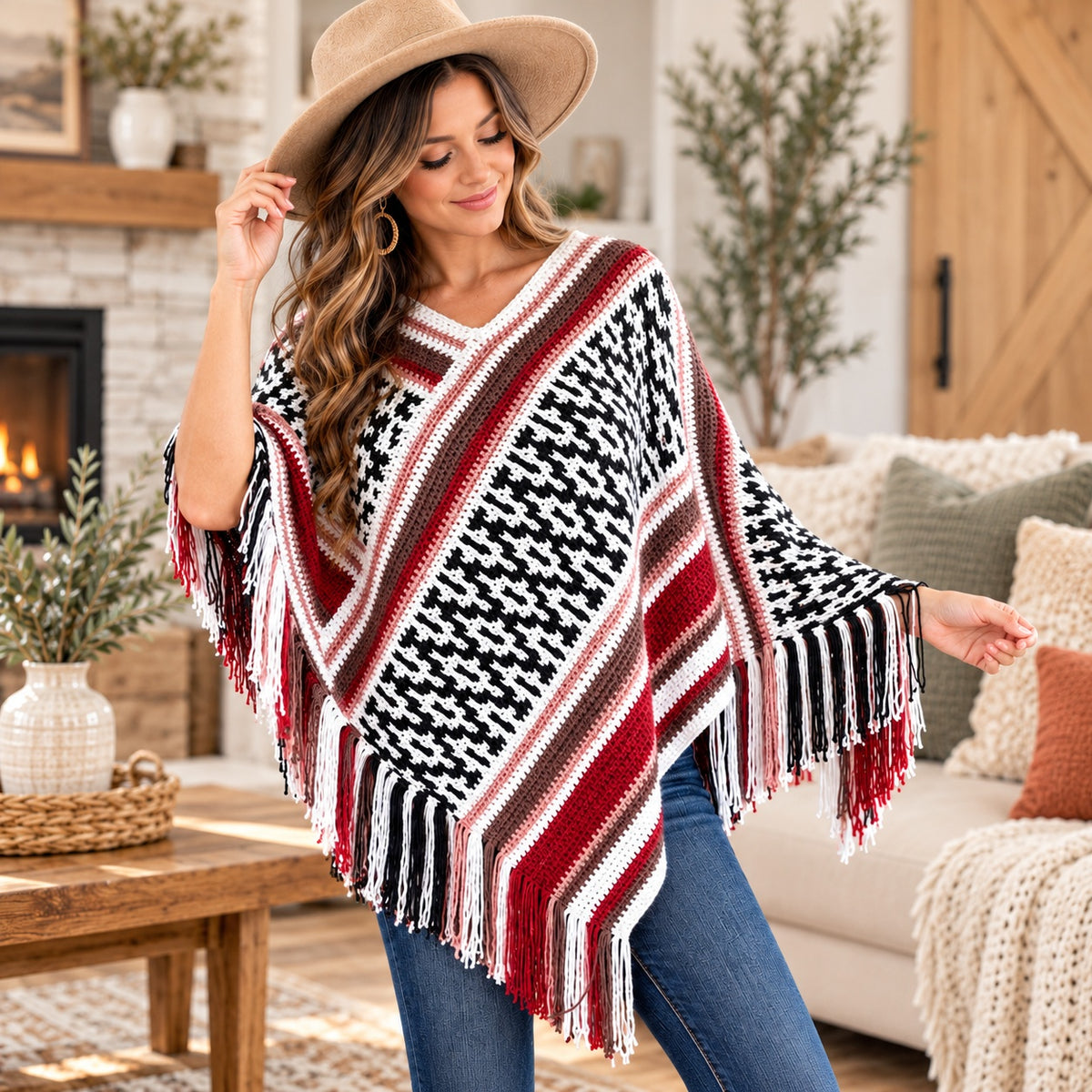 Painted Desert Mosaic Poncho Crochet Pattern PDF + Video