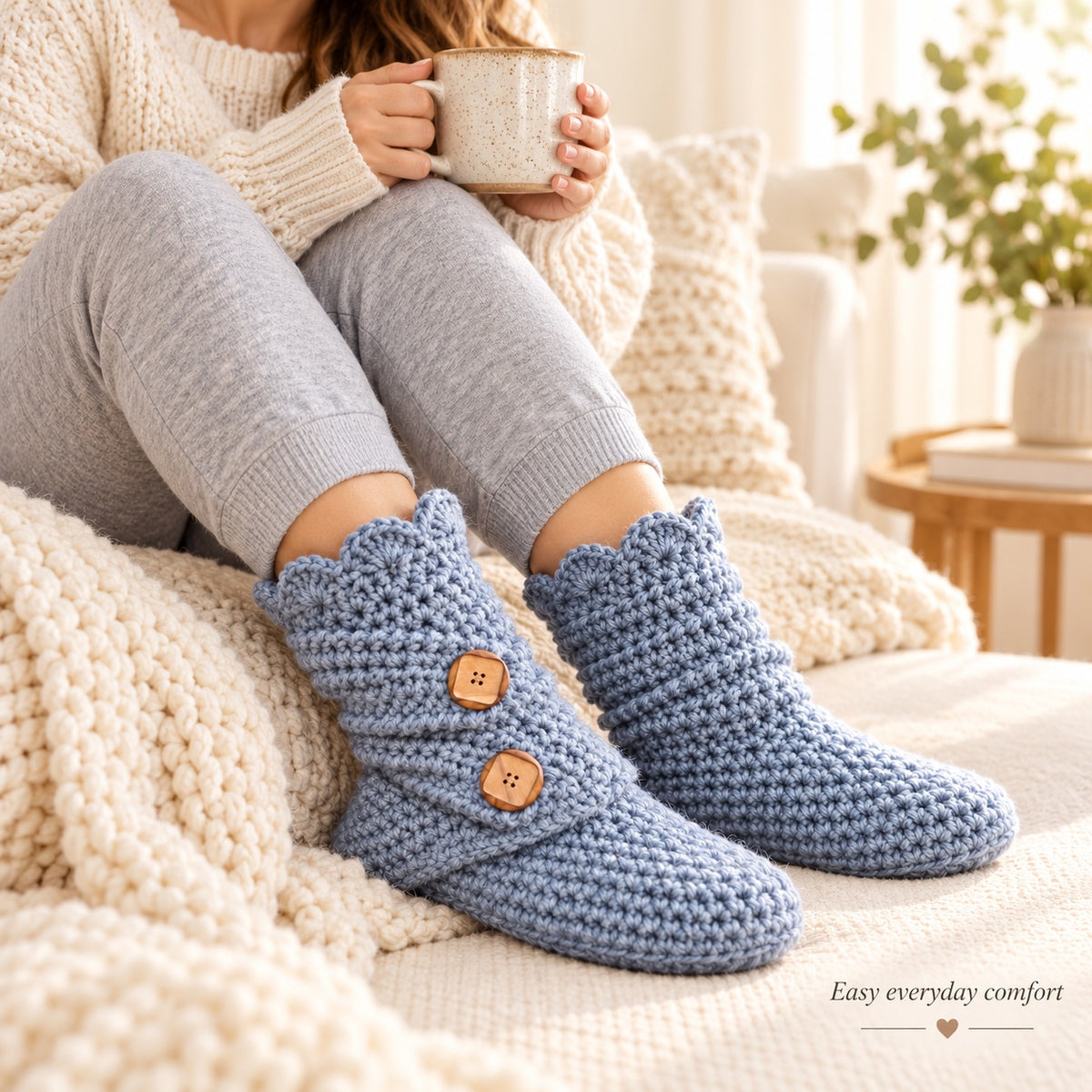 Crochet Slipper Boots Pattern PDF – Women's Cozy House Shoes