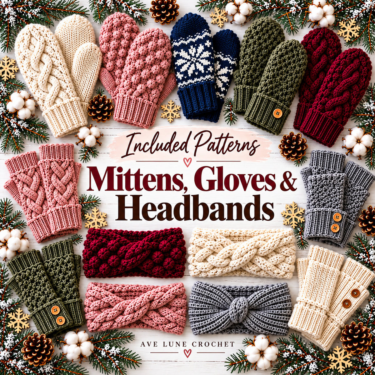 50 Winter Accessories Crochet Patterns Bundle PDF – Scarves & Mittens