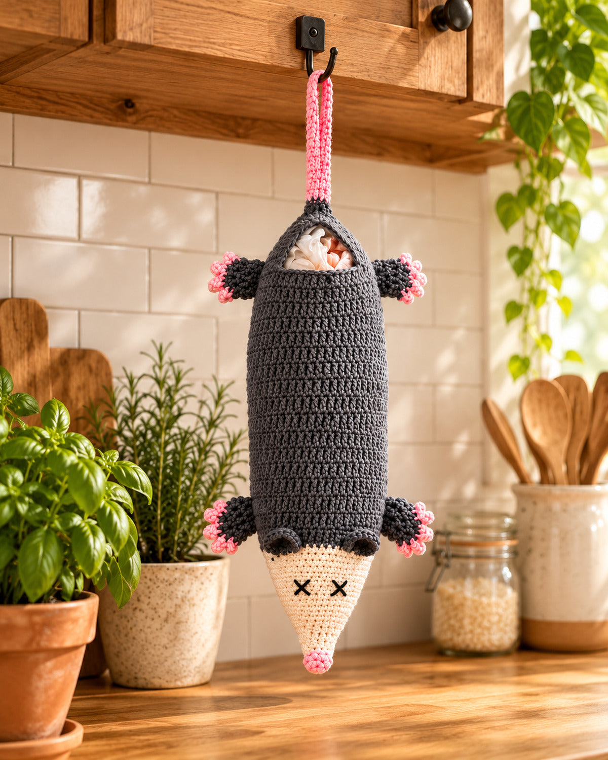 Opossum & Caterpillar Bag Holder Crochet Pattern PDF – 2-in-1 Bundle