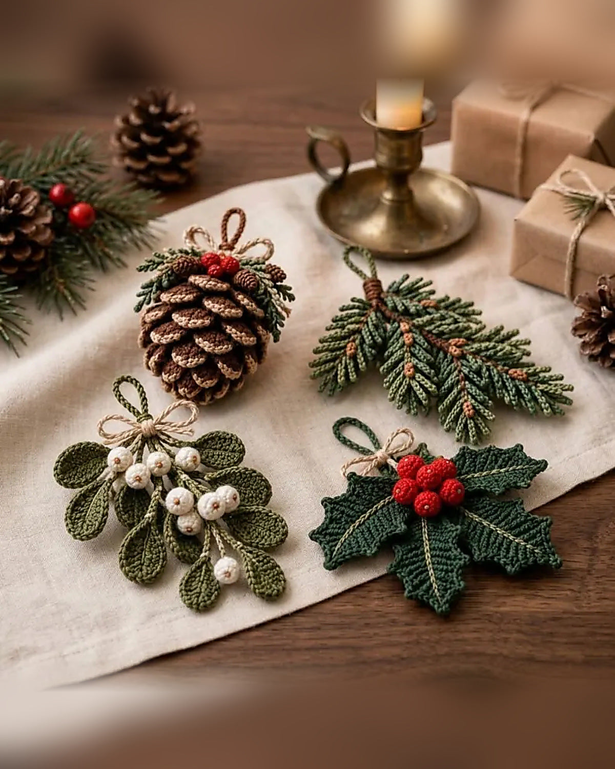 Christmas Crochet Ornament Pattern Bundle PDF – 4 Woodland Designs