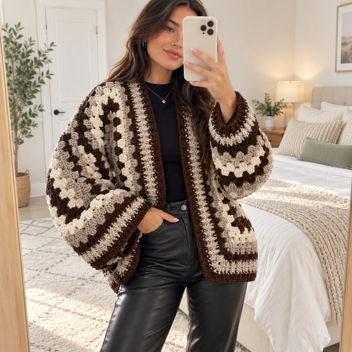 Granny Hexagon Cardigan Crochet Pattern PDF – Chunky Oversized Sweater