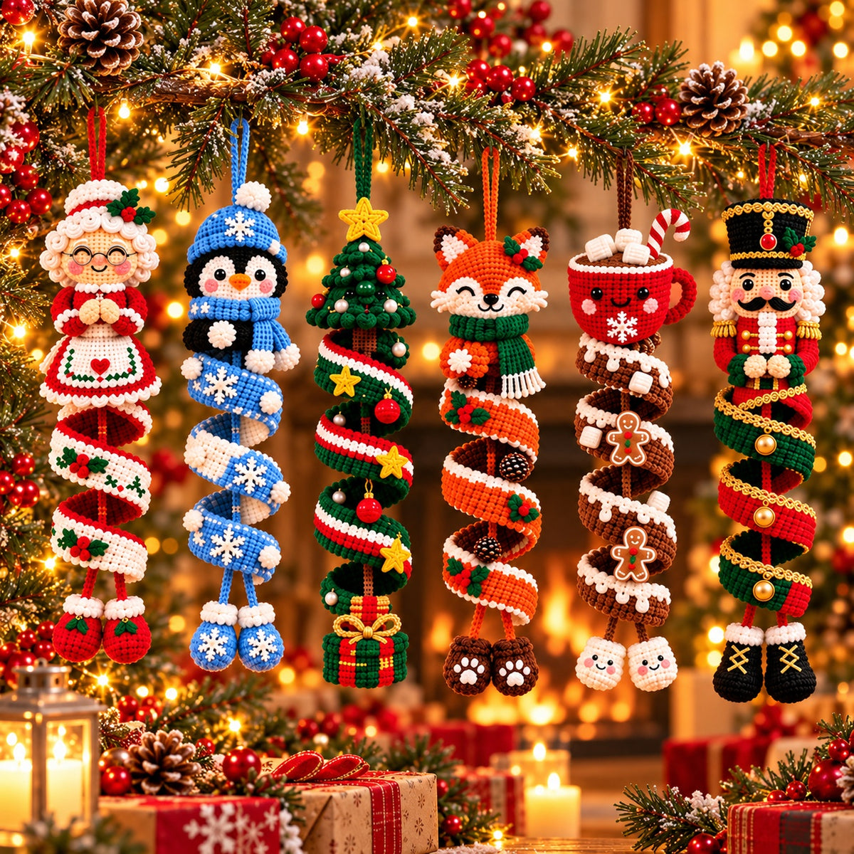 Christmas Spiral Ornaments Crochet Pattern PDF Bundle – 6 Festive Designs